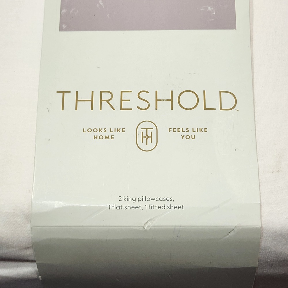 Threshold King Performance Sheet Set 400TC Cotton Sateen Eyelet Ruffle Ivory 4pc - Picture 4 of 8